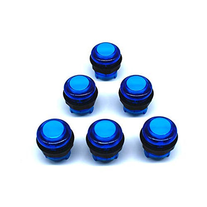 Arcity Arcade LED Push Buttons - 8 Pcs (6x30mm & 2x24mm) - Illuminated, Blue - Built-in Microswitch for Arcade Machine DIY