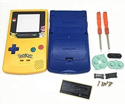Gametown Replacement Full Housing Shell Case Cover for Game Boy Color - Yellow & Blue with Screwdriver Buttons