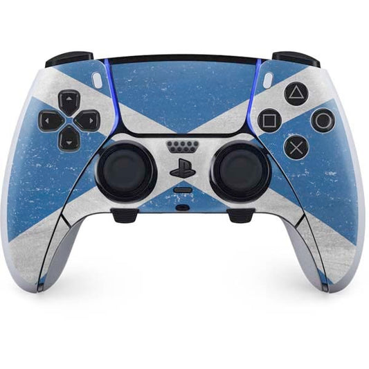 Skinit Decal Gaming Skin Compatible with PS5 DualSense Edge Pro Controller - Scotland Flag Distressed Design