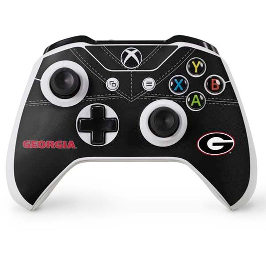 Skinit Decal Gaming Skin Compatible with Xbox One X Controller - Officially Licensed University of Georgia Black Jersey Design