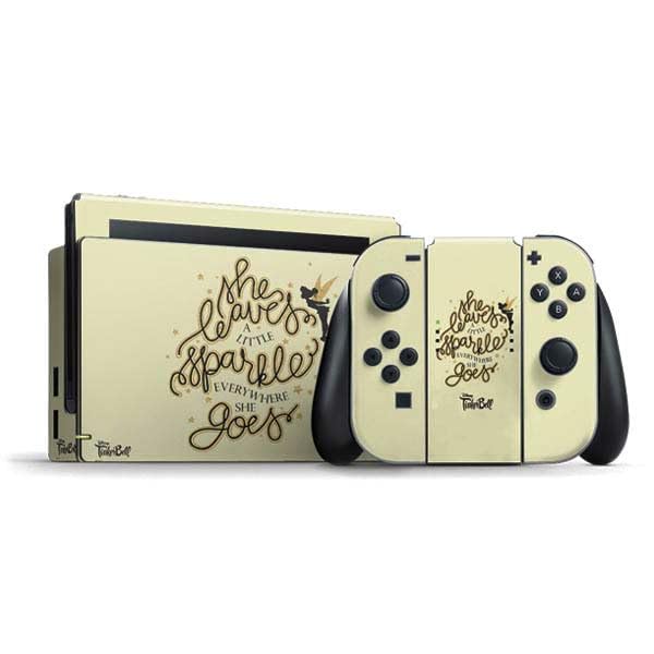 Skinit Decal Gaming Skin Compatible with Nintendo Switch Bundle - Officially Licensed Disney Tinker Bell Leave A Little Sparkle Design