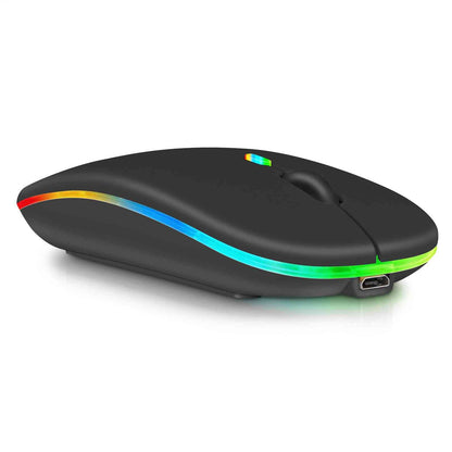 UrbanX Wireless Mouse - 2.4GHz & Bluetooth, Rechargeable, RGB LED, Onyx Black, Model UXM030 for Laptop/PC/Mac/Tablet