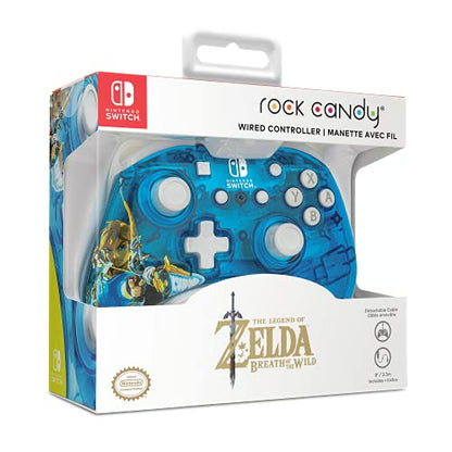 PDP Rock Candy Wired Gaming Switch Pro Controller - Zelda Blue - OLED/Lite Compatible - Compact & Durable Travel Controller