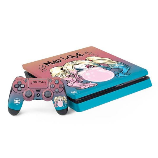 Skinit Decal Gaming Skin Compatible with PS4 Slim Bundle - Officially Licensed DC Comics Harley Quinn Mad Love Design
