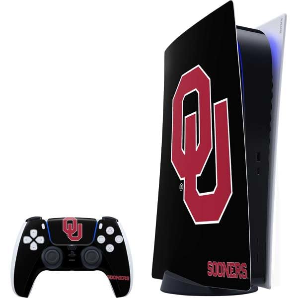 Skinit Decal Gaming Skin Compatible with PS5 Bundle - Officially Licensed University of Oklahoma Sooners Black Design