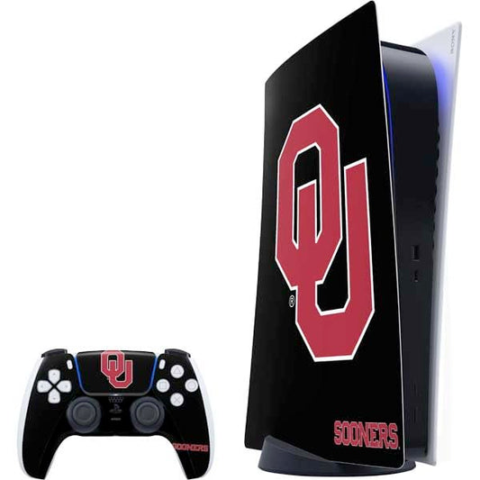 Skinit Decal Gaming Skin Compatible with PS5 Bundle - Officially Licensed University of Oklahoma Sooners Black Design