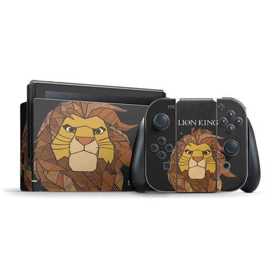 Skinit Decal Gaming Skin Compatible with Nintendo Switch Bundle - Officially Licensed Disney The Lion King Mosaic Simba Art Design