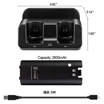 eLUUGIE 3 in 1 Charger Dock for Wii U Gamepad - Black Charging Station & Cradle