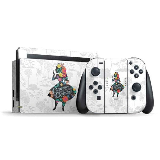 Skinit Decal Gaming Skin Compatible with Nintendo Switch Bundle - Officially Licensed Disney Alice in Wonderland (Animated) Silhouette Curiouser and Curiouser Design