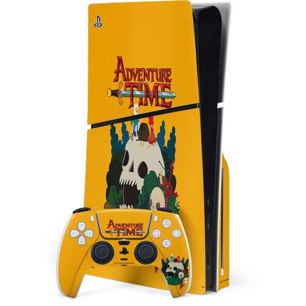 Skinit Decal Gaming Skin Compatible with PS5 Slim Disk Bundle - Officially Licensed Adult Swim Adventure Time Cave of Skulls Design