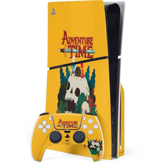Skinit Decal Gaming Skin Compatible with PS5 Slim Disk Bundle - Officially Licensed Adult Swim Adventure Time Cave of Skulls Design