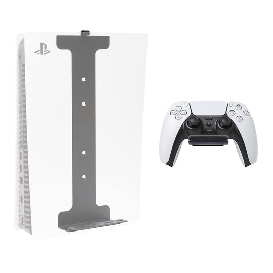 HIDEit Mounts PS5 Wall Mount & Controller Bundle - Steel Wall Mount & Rubber Dipped Holder - Not PS5 Slim Compatible