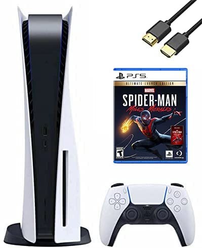 Playstation 5 Disc Version PS5 Console Bundle with Marvels Spider-Man with U Deal HDMI (Renewed)