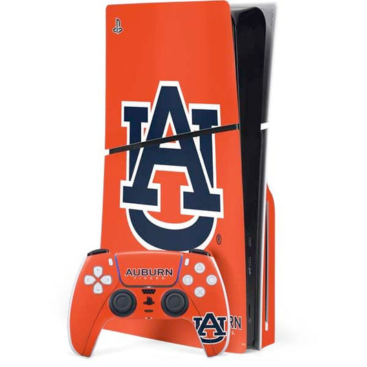 Skinit Decal Gaming Skin Compatible with PS5 Slim Disk Bundle - Officially Licensed Auburn University Logo Orange Design