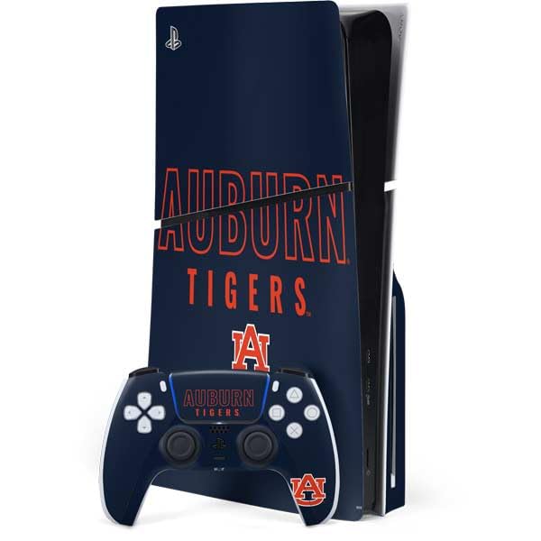 Skinit Decal Gaming Skin Compatible with PS5 Slim Disk Bundle - Officially Licensed Auburn University Tigers Outline Design