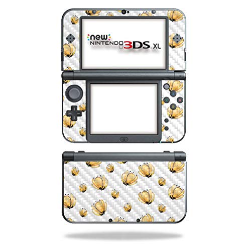 MightySkins Carbon Fiber Skin for Nintendo New 3DS XL (2015) - Yellow Poppy | Protective  Durable Textured Carbon Fiber Finish | Easy to Apply  Remove  and Change Styles | Made in The USA