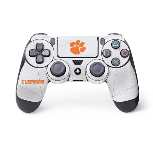 Skinit Decal Gaming Skin Compatible with PS4 Controller - Officially Licensed Clemson University White Jersey Design