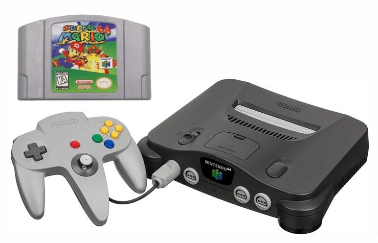 N64 System with Controller  Hookups  and Mario 64 Game (refurbished)