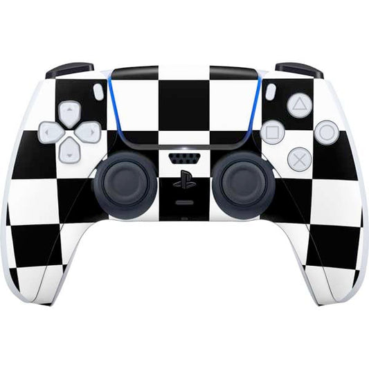 Skinit Decal Gaming Skin Compatible with PS5 Controller - Black and White Checkered Design