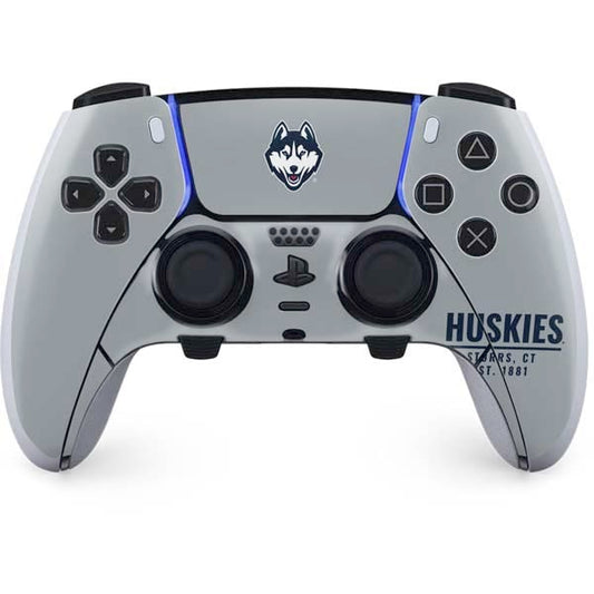 Skinit Decal Gaming Skin Compatible with PS5 DualSense Edge Pro Controller - Officially Licensed University of Connecticut Huskies Est 1881 Design