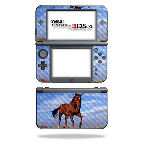 MightySkins Carbon Fiber Skin for Nintendo New 3DS XL (2015) - Horse | Protective  Durable Textured Carbon Fiber Finish | Easy to Apply  Remove  and Change Styles | Made in The USA