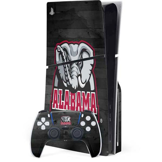 Skinit Decal Gaming Skin Compatible with PS5 Slim Disk Bundle - Officially Licensed University of Alabama Basketball Wood Design