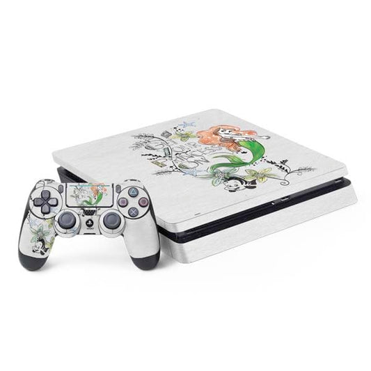 Skinit Decal Gaming Skin Compatible with PS4 Slim Bundle - Officially Licensed Disney The Little Mermaid Ariel and Flounder Art Design