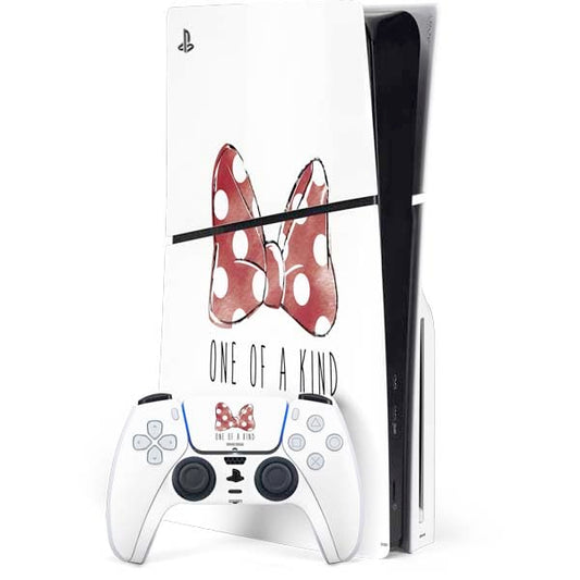 Skinit Decal Gaming Skin Compatible with PS5 Slim Disk Bundle - Officially Licensed Disney Minnie Mouse One of A Kind Bow Design