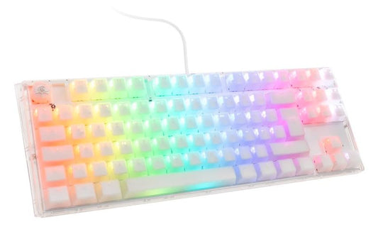 Ducky One 3 Aura 80% Mechanical Keyboard: Quack Mechanics Dampening  Hot-Swappable Cherry MX Silent Red Switches  High-Density PBT Doubleshot Keycaps  RGB  US  Aura White