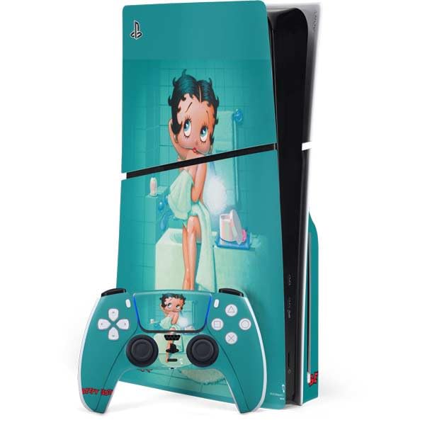 Skinit Decal Gaming Skin Compatible with PS5 Slim Disk Bundle - Officially Licensed Betty Boop Bathing Design