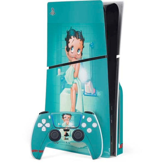 Skinit Decal Gaming Skin Compatible with PS5 Slim Disk Bundle - Officially Licensed Betty Boop Bathing Design