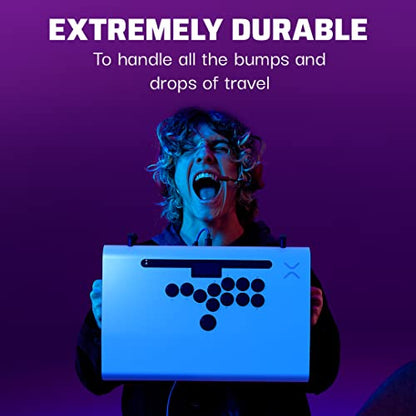 PDP Victrix Pro FS-12 Fight Stick - 12-Button Arcade Controller for PS5/PS4/PC, Durable Aluminum, White