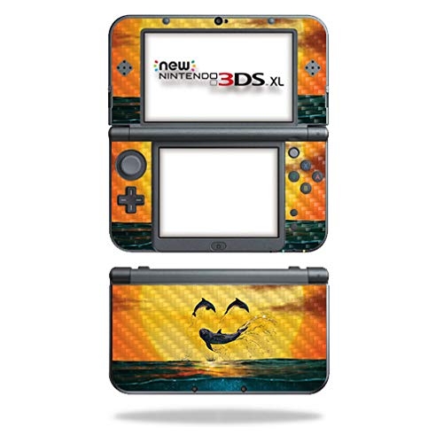 MightySkins Carbon Fiber Skin for Nintendo New 3DS XL (2015) - Dolphin Smiley | Protective  Durable Textured Carbon Fiber Finish | Easy to Apply  Remove  and Change Styles | Made in The USA