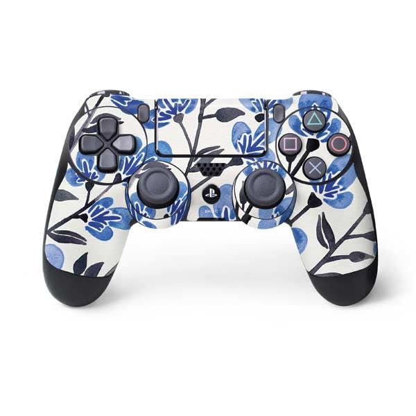 Skinit Decal Gaming Skin Compatible with PS4 Controller - Officially Licensed Blue Cherry Blossoms by Cat Coq Design