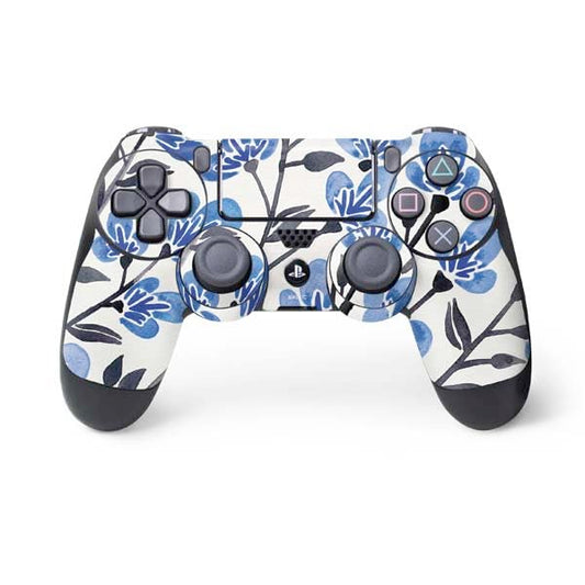 Skinit Decal Gaming Skin Compatible with PS4 Controller - Officially Licensed Blue Cherry Blossoms by Cat Coq Design