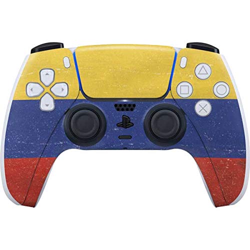 Skinit Decal Gaming Skin Compatible with PS5 Controller - Colombia Flag Distressed Design