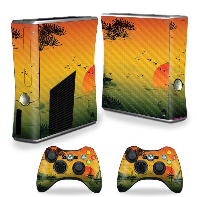 MightySkins Carbon Fiber Skin for Xbox 360 S Console - Japanese Sunset | Protective  Durable Textured Carbon Fiber Finish | Easy to Apply  Remove  and Change Styles | Made in The USA
