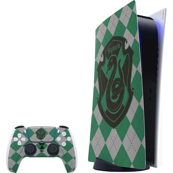 Skinit Decal Gaming Skin Compatible with PS5 Bundle - Officially Licensed Wizarding World Harry Potter Slytherin Crest Design