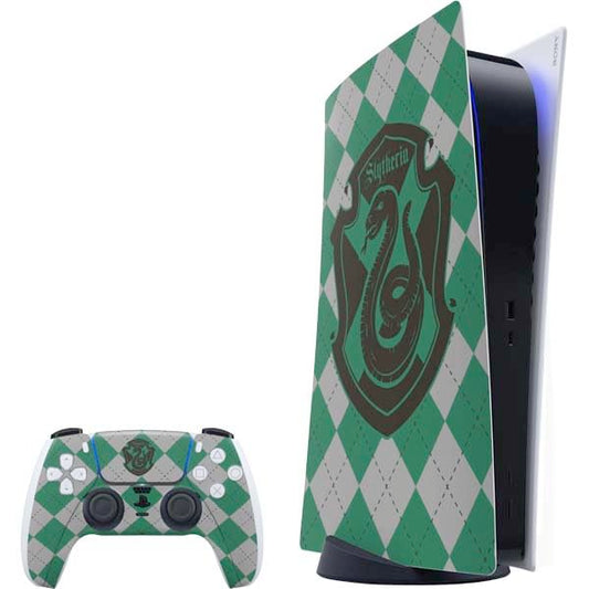 Skinit Decal Gaming Skin Compatible with PS5 Bundle - Officially Licensed Wizarding World Harry Potter Slytherin Crest Design