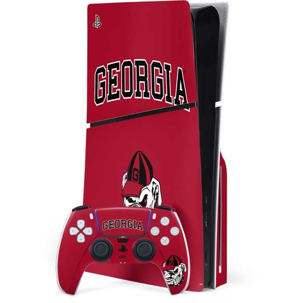 Skinit Decal Gaming Skin Compatible with PS5 Slim Disk Bundle - Officially Licensed University of Georgia Bulldogs Logo Design
