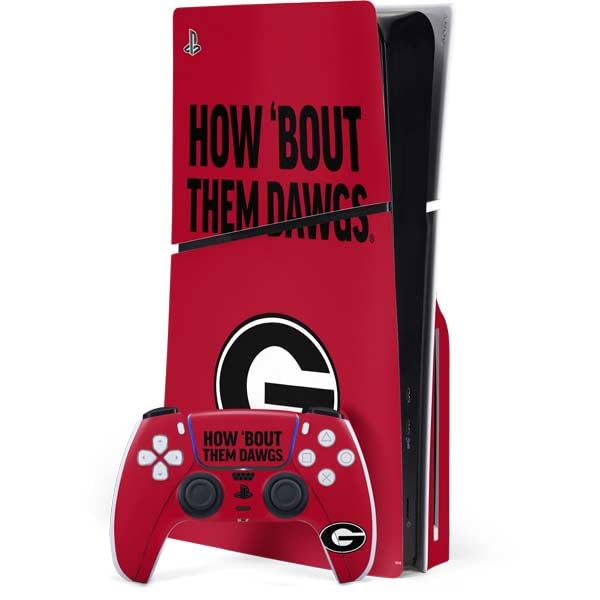 Skinit Decal Gaming Skin Compatible with PS5 Slim Disk Bundle - Officially Licensed University of Georgia How Bout Them Dawgs Design