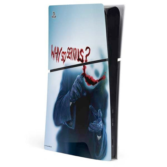 Skinit Decal Gaming Skin Compatible with PS5 Slim Digital Edition Console - Officially Licensed The Dark Knight Why So Serious Design