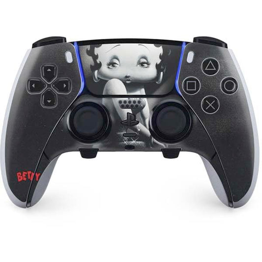 Skinit Decal Gaming Skin Compatible with PS5 DualSense Edge Pro Controller - Officially Licensed Betty Boop Black and White Design