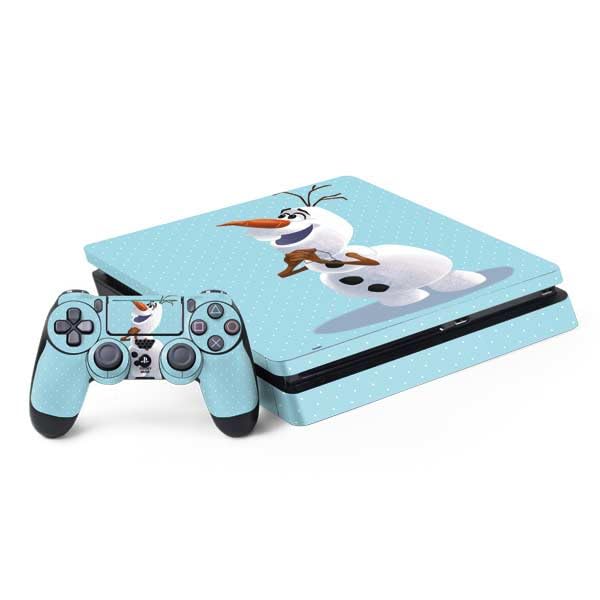 Skinit Decal Gaming Skin Compatible with PS4 Slim Bundle - Officially Licensed Disney Frozen Olaf Polka Dots Design