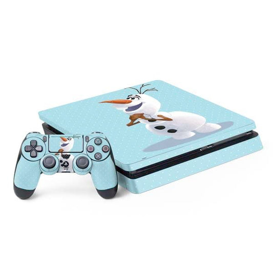 Skinit Decal Gaming Skin Compatible with PS4 Slim Bundle - Officially Licensed Disney Frozen Olaf Polka Dots Design