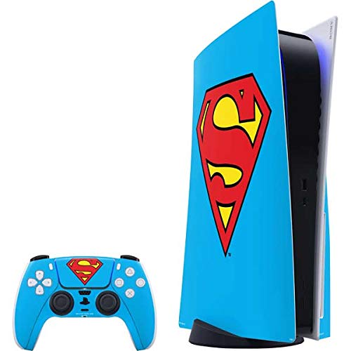 Skinit Decal Gaming Skin Compatible with PS5 Bundle - Officially Licensed DC Comics Superman Official Logo Design