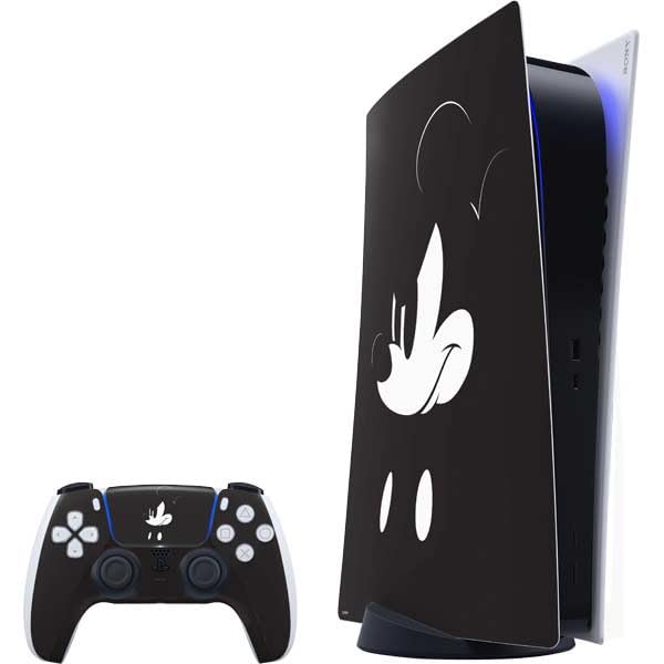 Skinit Decal Gaming Skin Compatible with PS5 Bundle - Officially Licensed Disney Mickey Mouse Black and White Design