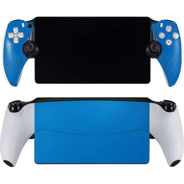 Skinit Decal Gaming Skin Compatible with PlayStation Portal Remote Player - Blue Carbon Fiber Specialty Texture Material Design