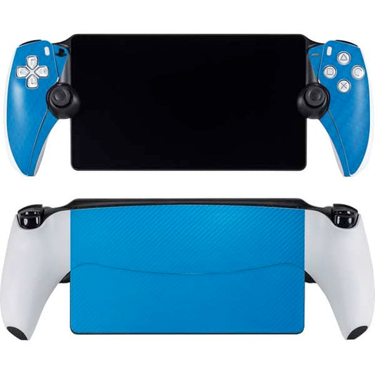 Skinit Decal Gaming Skin Compatible with PlayStation Portal Remote Player - Blue Carbon Fiber Specialty Texture Material Design