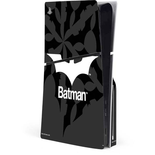 Skinit Decal Gaming Skin Compatible with PS5 Slim Disk Console - Officially Licensed DC Comics Batman Dark Knight Logo Design